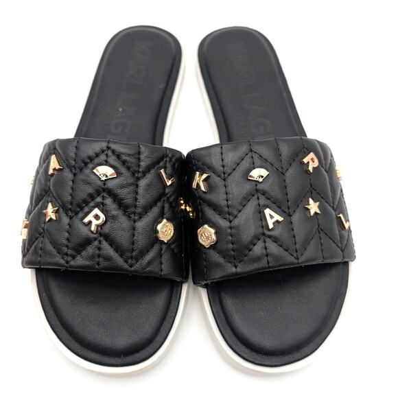 Karl Lagerfeld Paris Carenza Studded Slide Sandal Women's Black Sz US8.5M EU39 - Picture 10 of 10